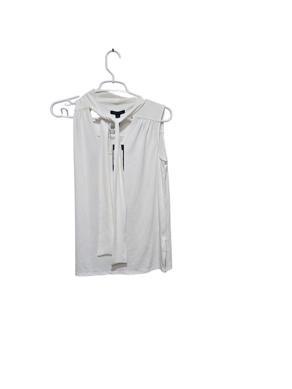 Tommy Hilfiger Ivory Tie Neck Sleeveless Blouse NWT Small